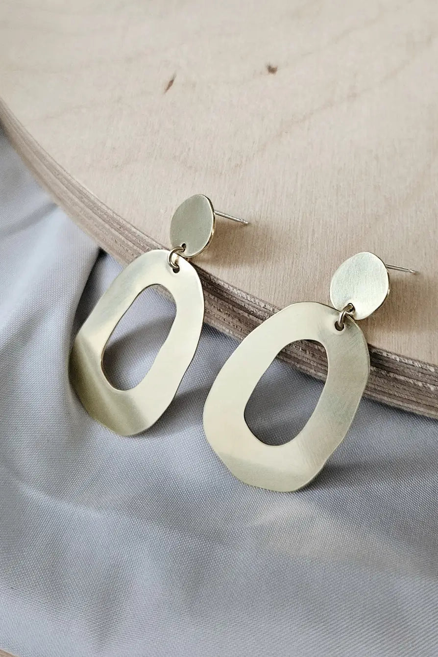 Brass Freeform Double Circle Studs