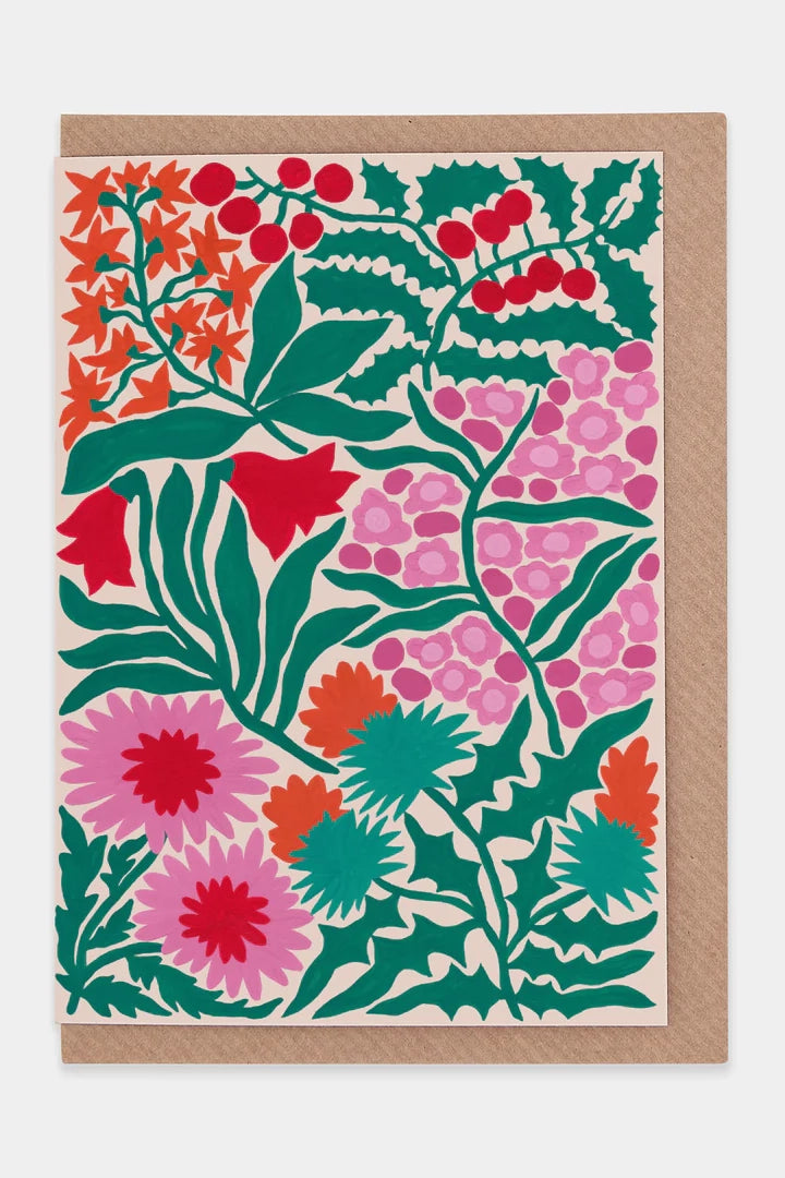 Christmas Flowers Greetings Card