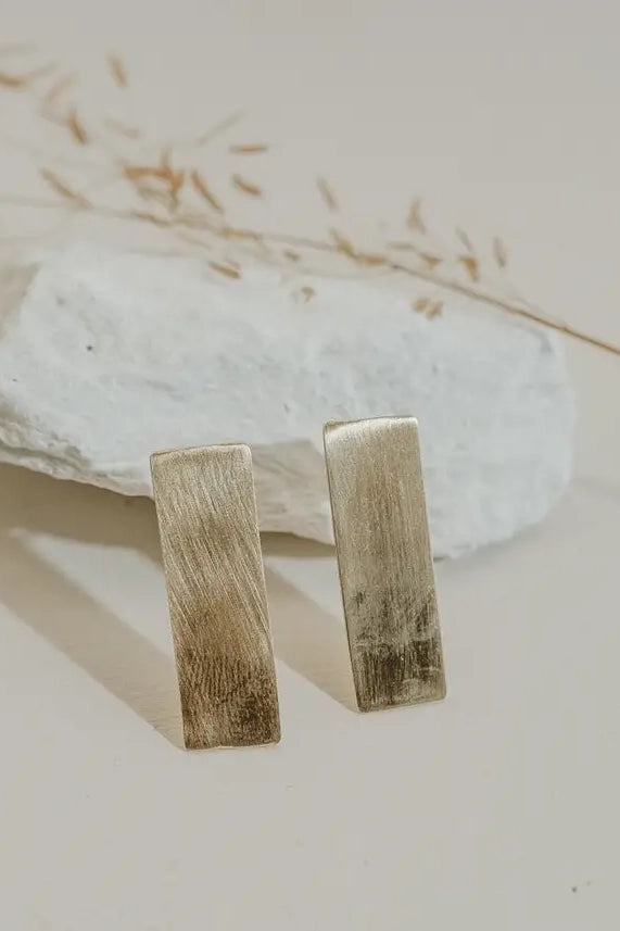 Brass Rectangle Earrings
