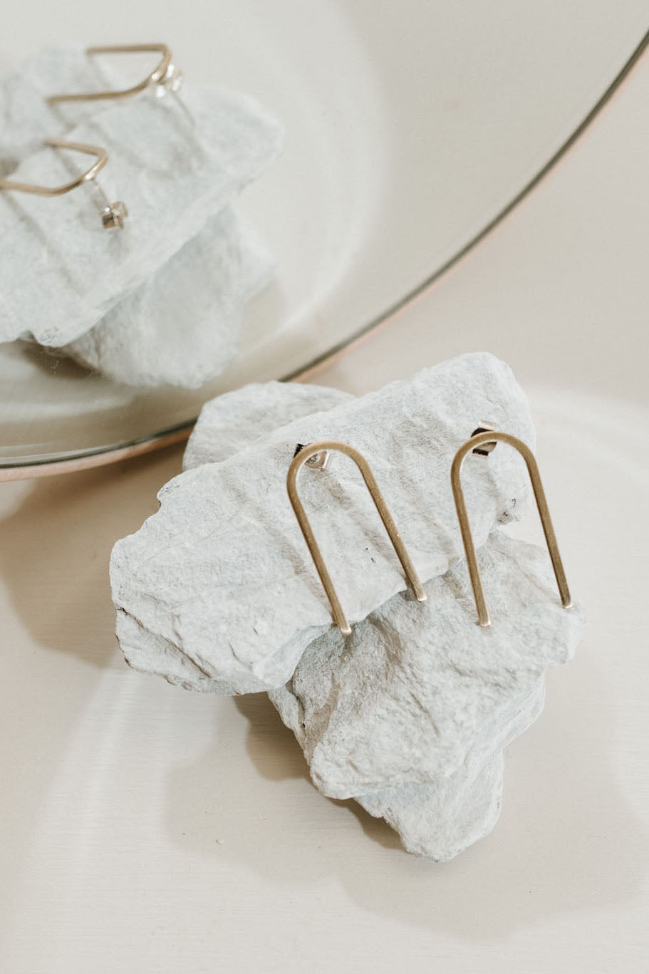 Brass Tall Arc Earrings