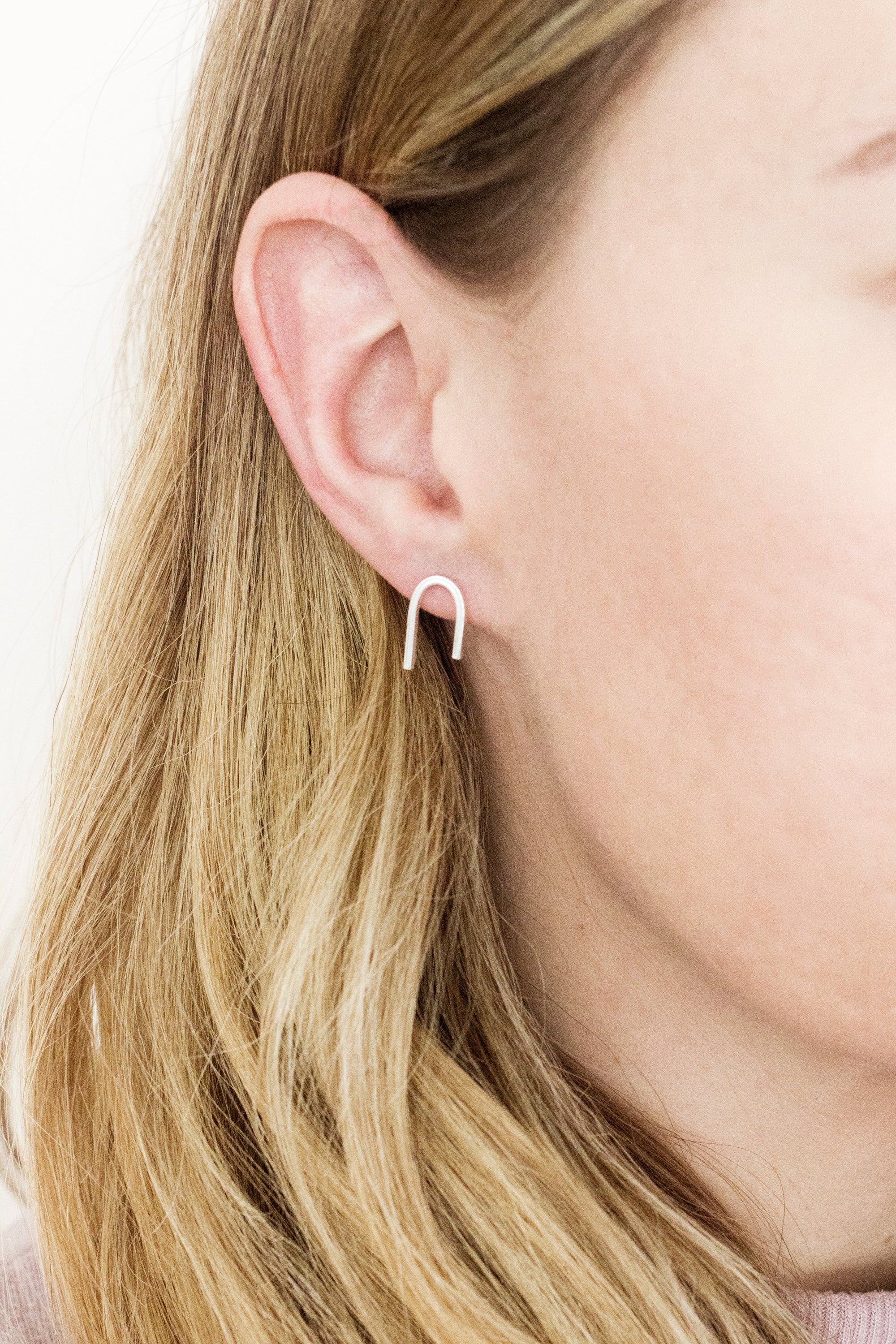 Asymmetric Arc Earrings (Silver) Earrings Fawn and Rose 