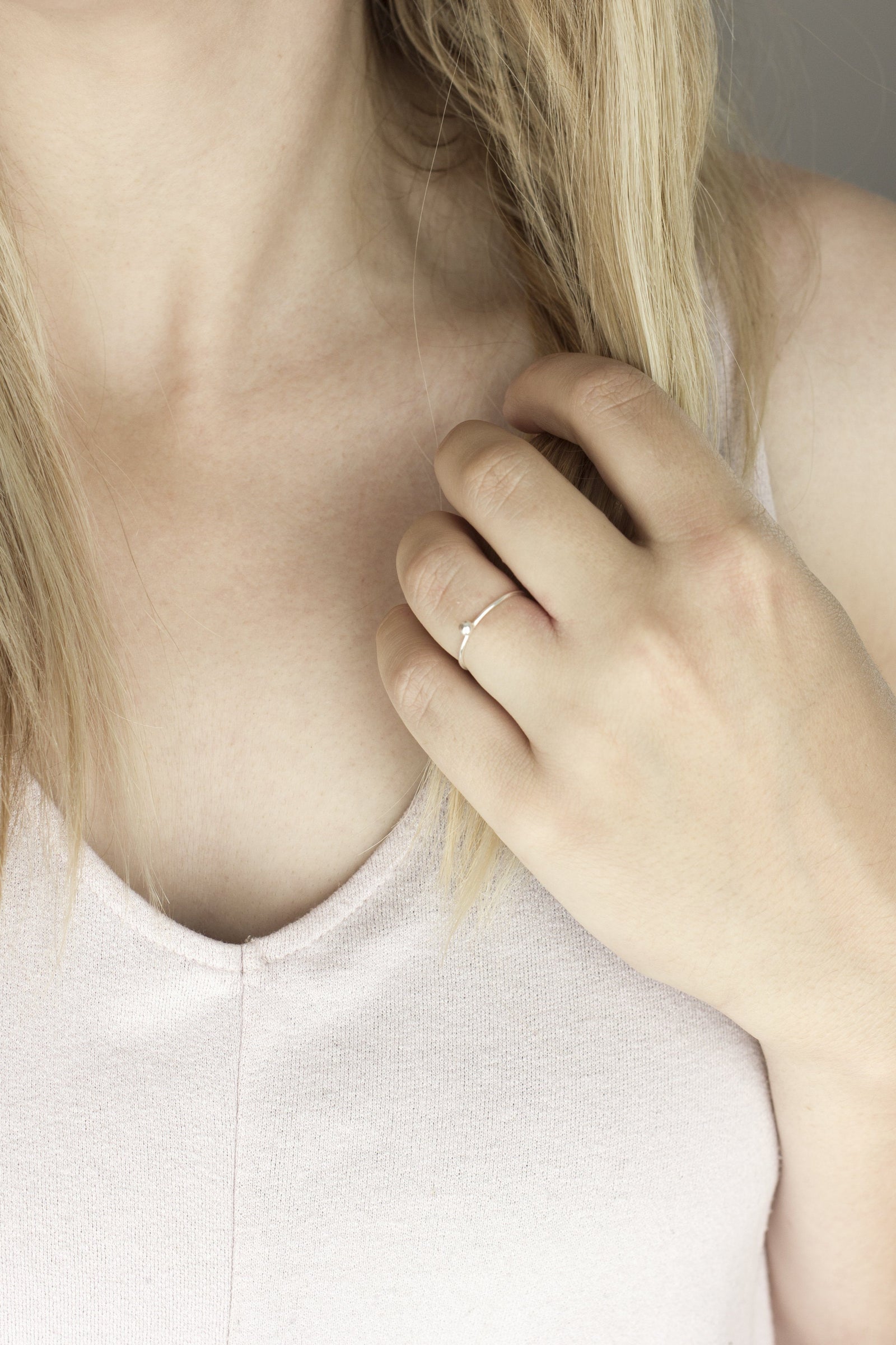 Sterling Silver Bobble Ring Ring Fawn and Rose 