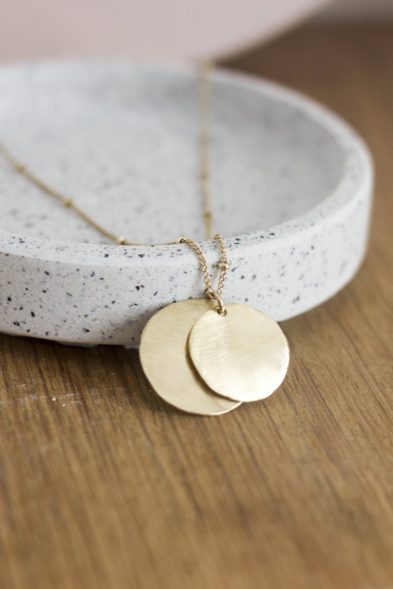 Brass Hammered Disc Necklace Necklace Fawn and Rose 