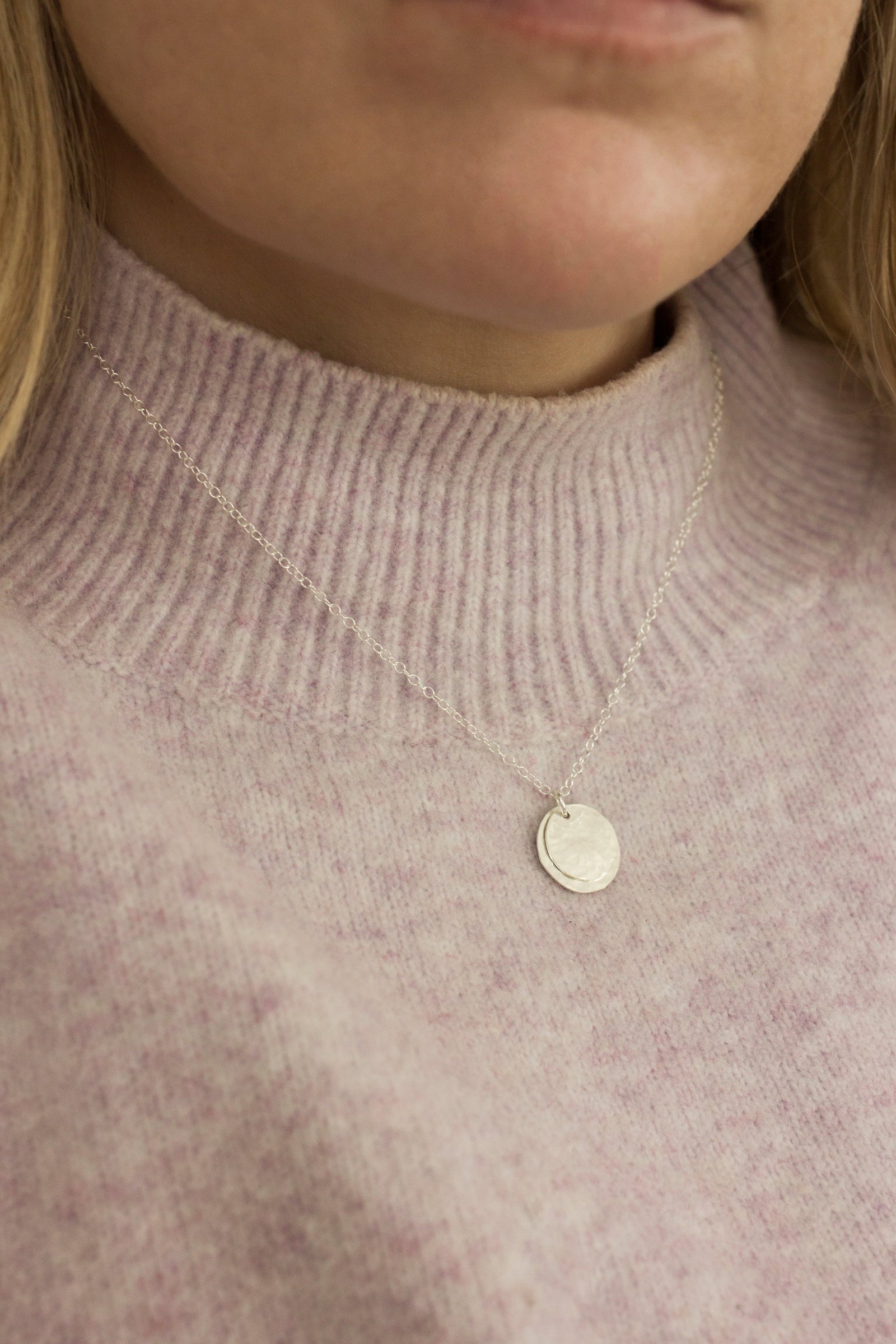 Hammered Double Disc Necklace Necklace Fawn and Rose 