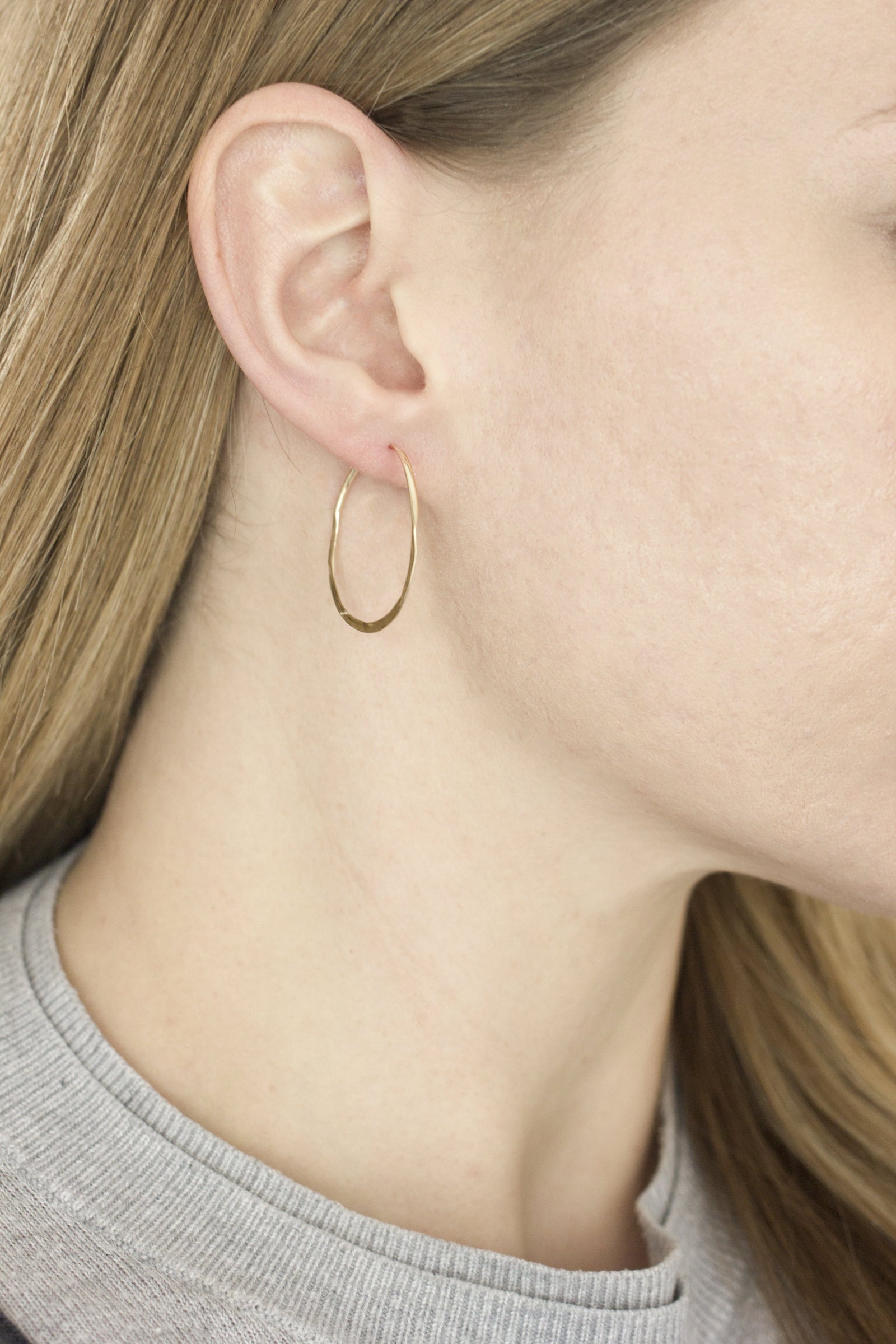 Gold Half Hammered Hoops Earrings Fawn and Rose 