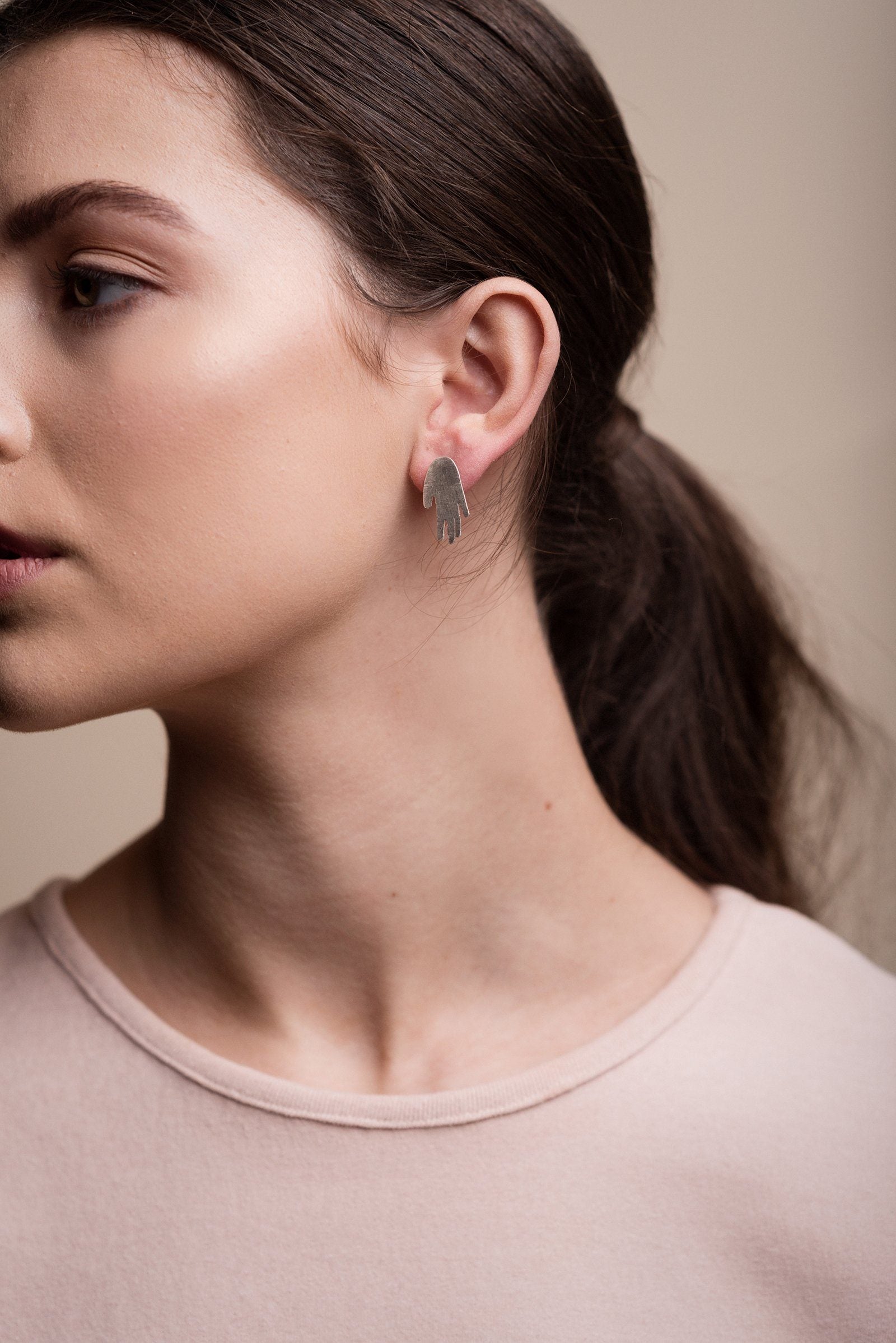 Hand Stud Earrings (Silver/Gold) Earrings Fawn and Rose 