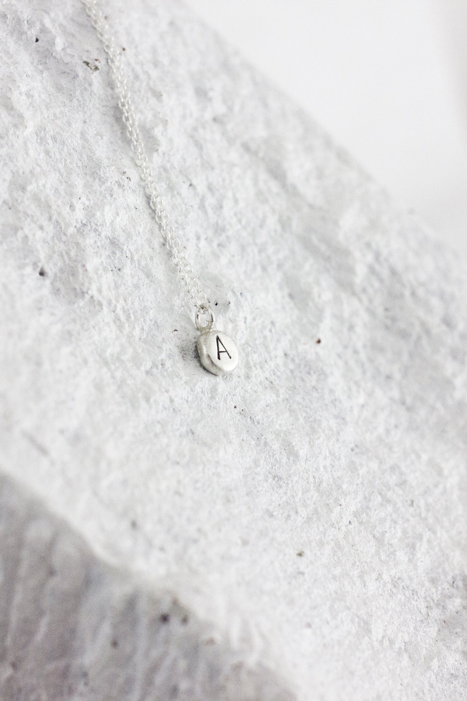 Organic Pebble Initial Necklace Necklace Fawn and Rose 