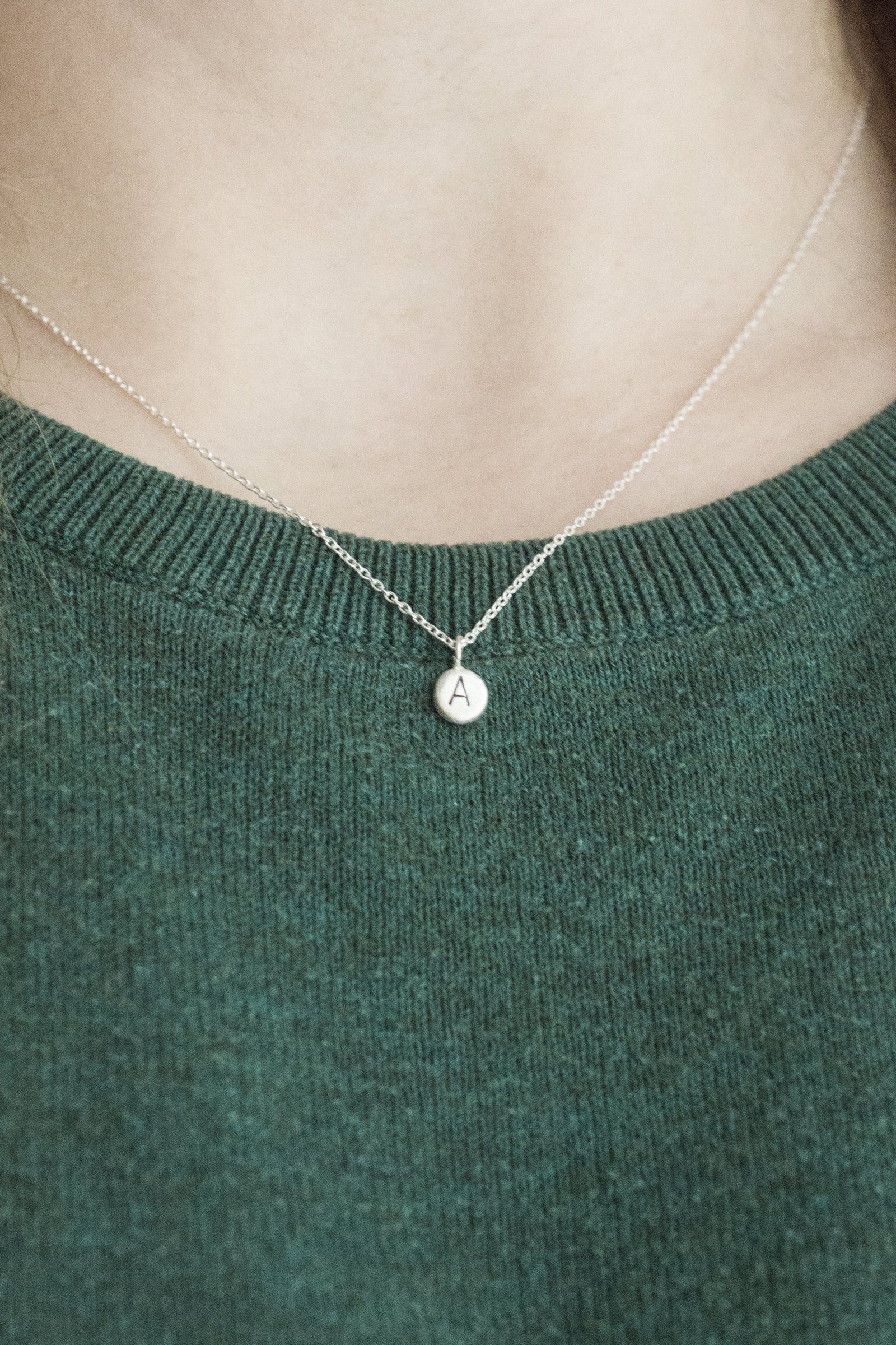 Organic Pebble Initial Necklace Necklace Fawn and Rose 