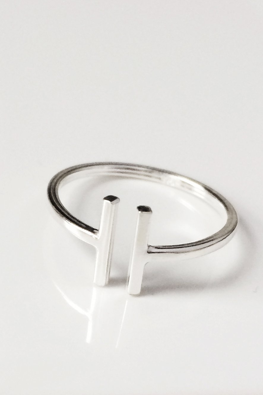 Sterling Silver Open Bar Ring Ring Fawn and Rose 