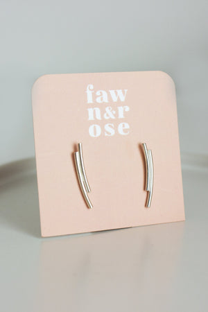 Round Double Bar Ear Climbers Earrings Fawn and Rose 