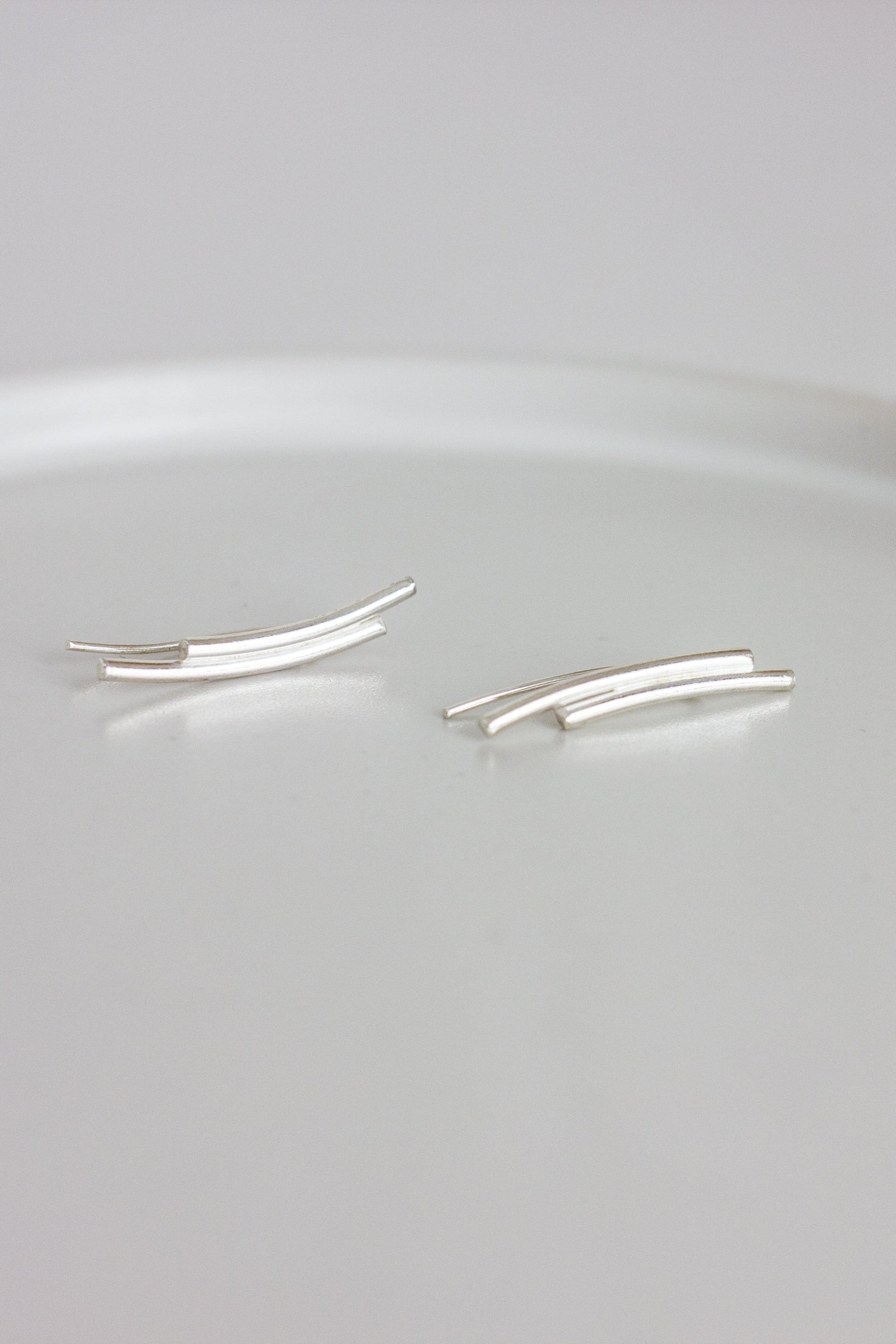 Round Double Bar Ear Climbers Earrings Fawn and Rose 