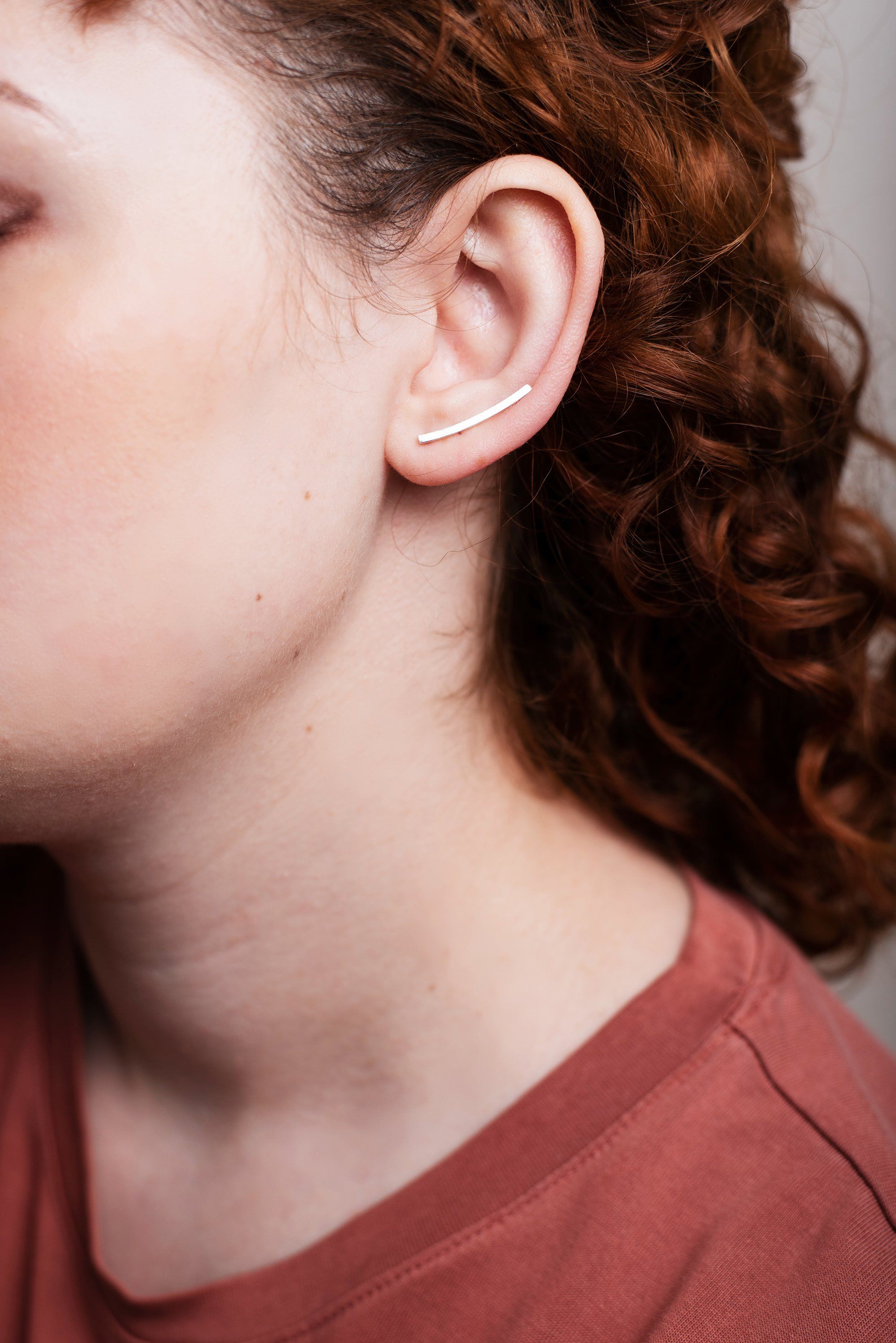 Single Bar Ear Climbers Earrings Fawn and Rose 