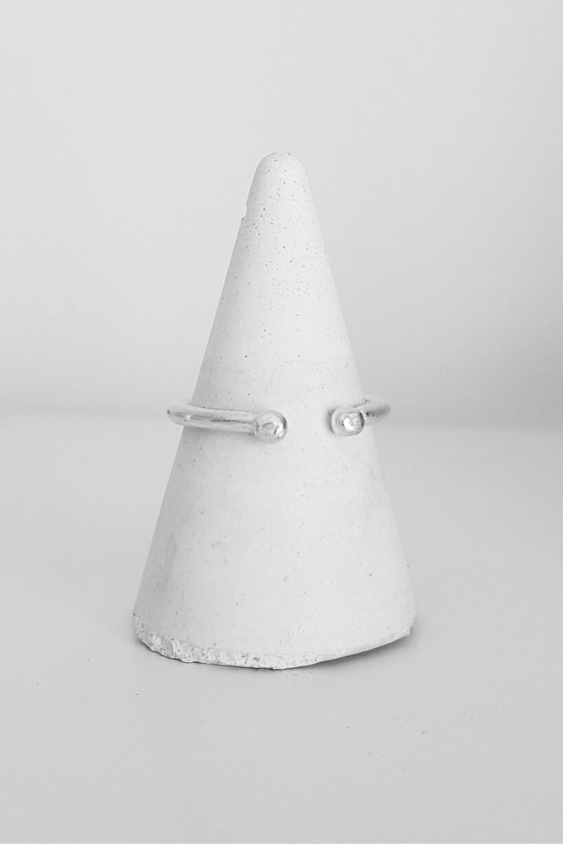 Sterling Silver Double Ball Ring Fawn And Rose 