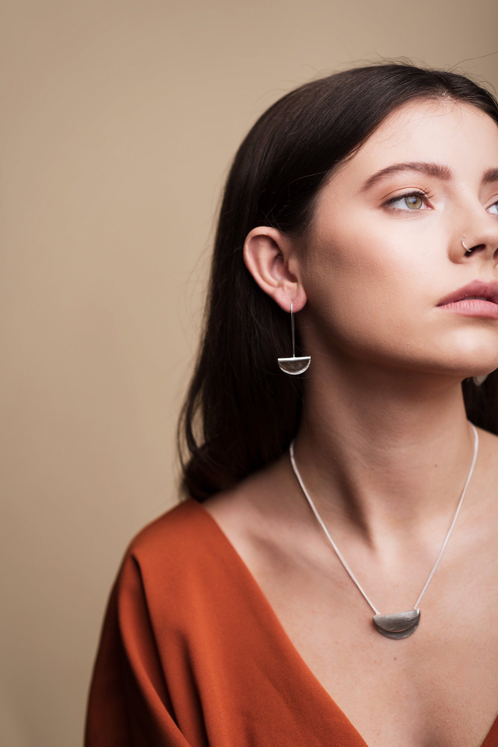 Fold Over Drop Earrings (Silver) Earrings Fawn and Rose 