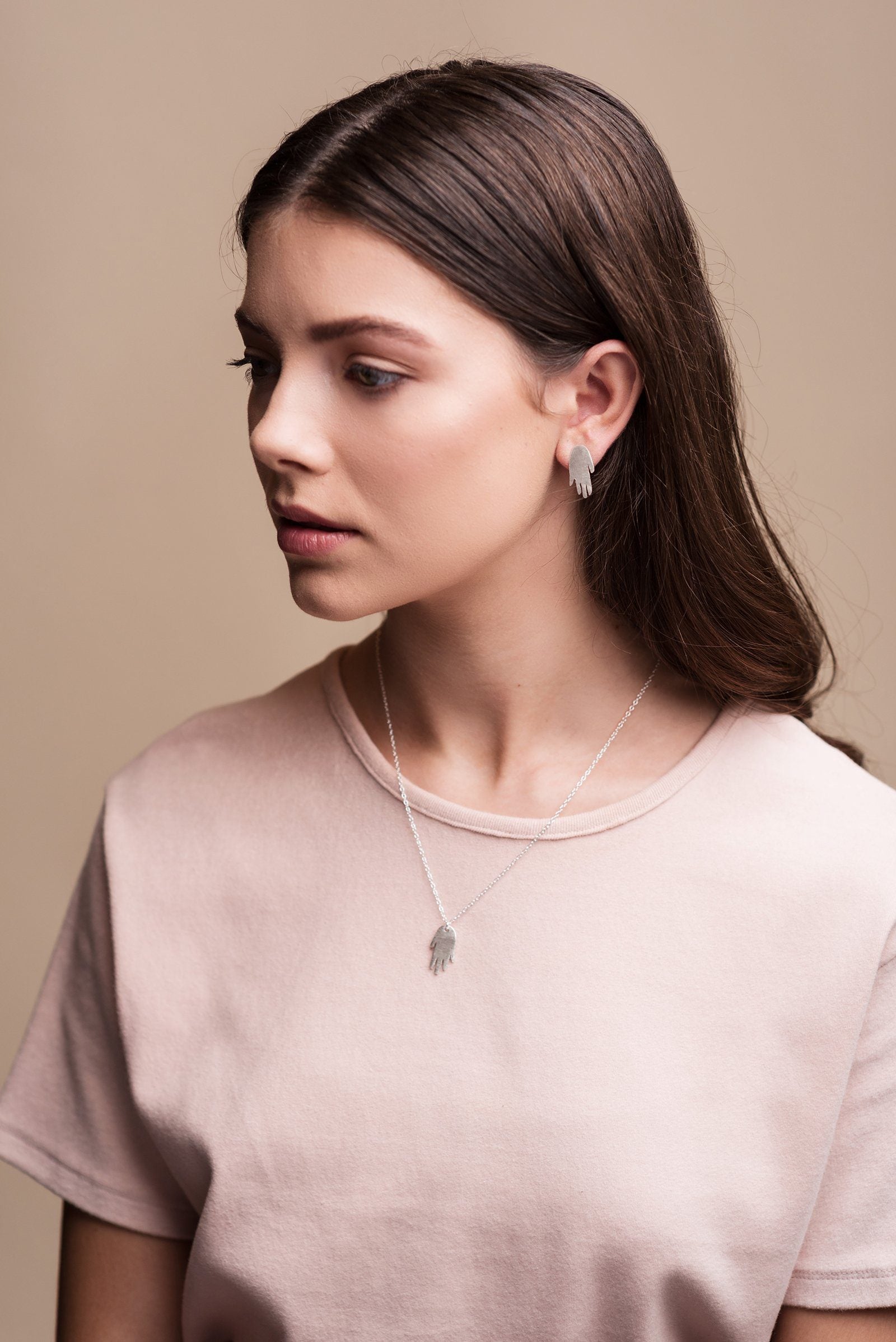 Hand Stud Earrings (Silver/Gold) Earrings Fawn and Rose 