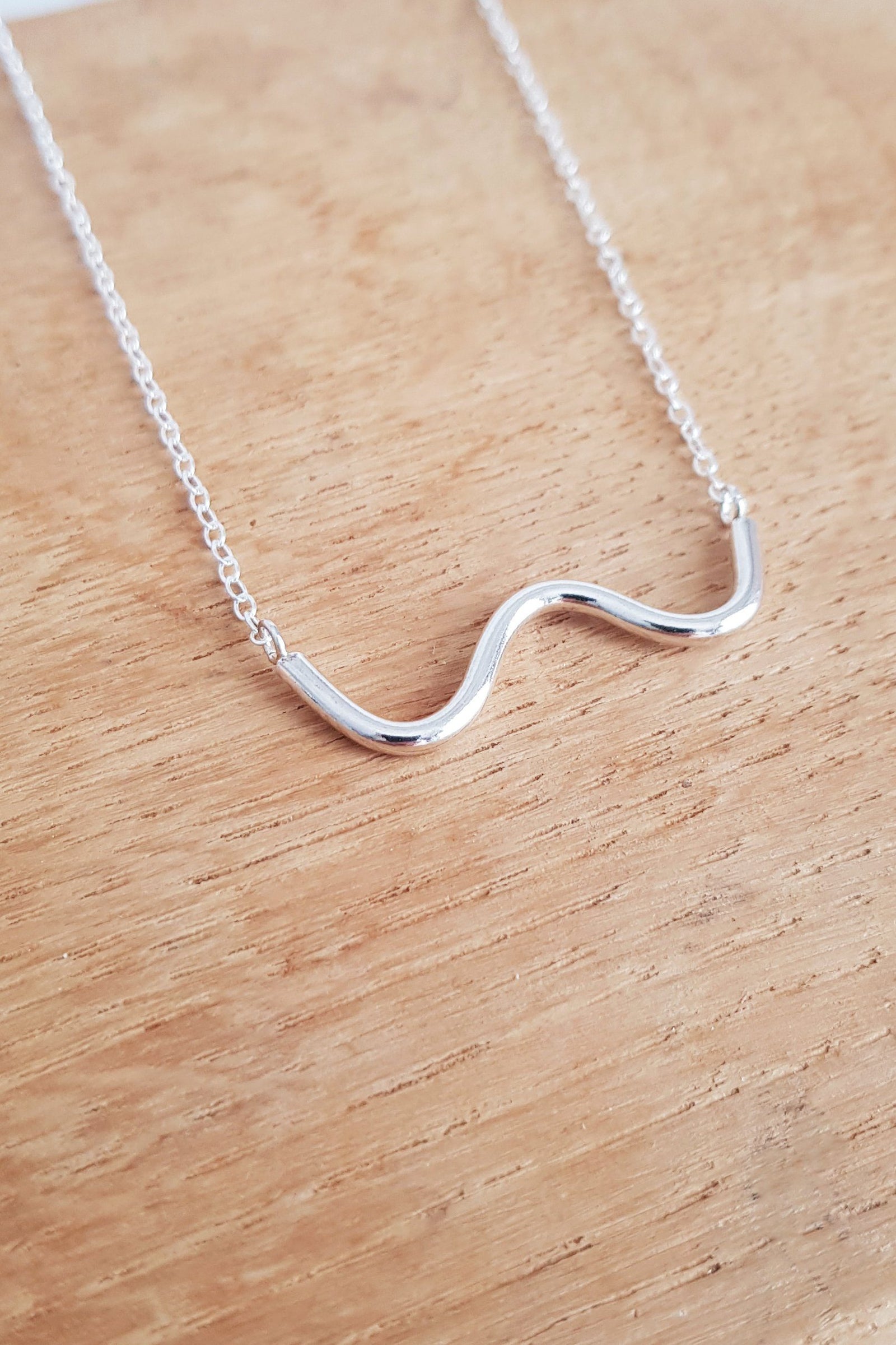 Sterling Silver Wave Necklace (SECONDS) Fawn and Rose 